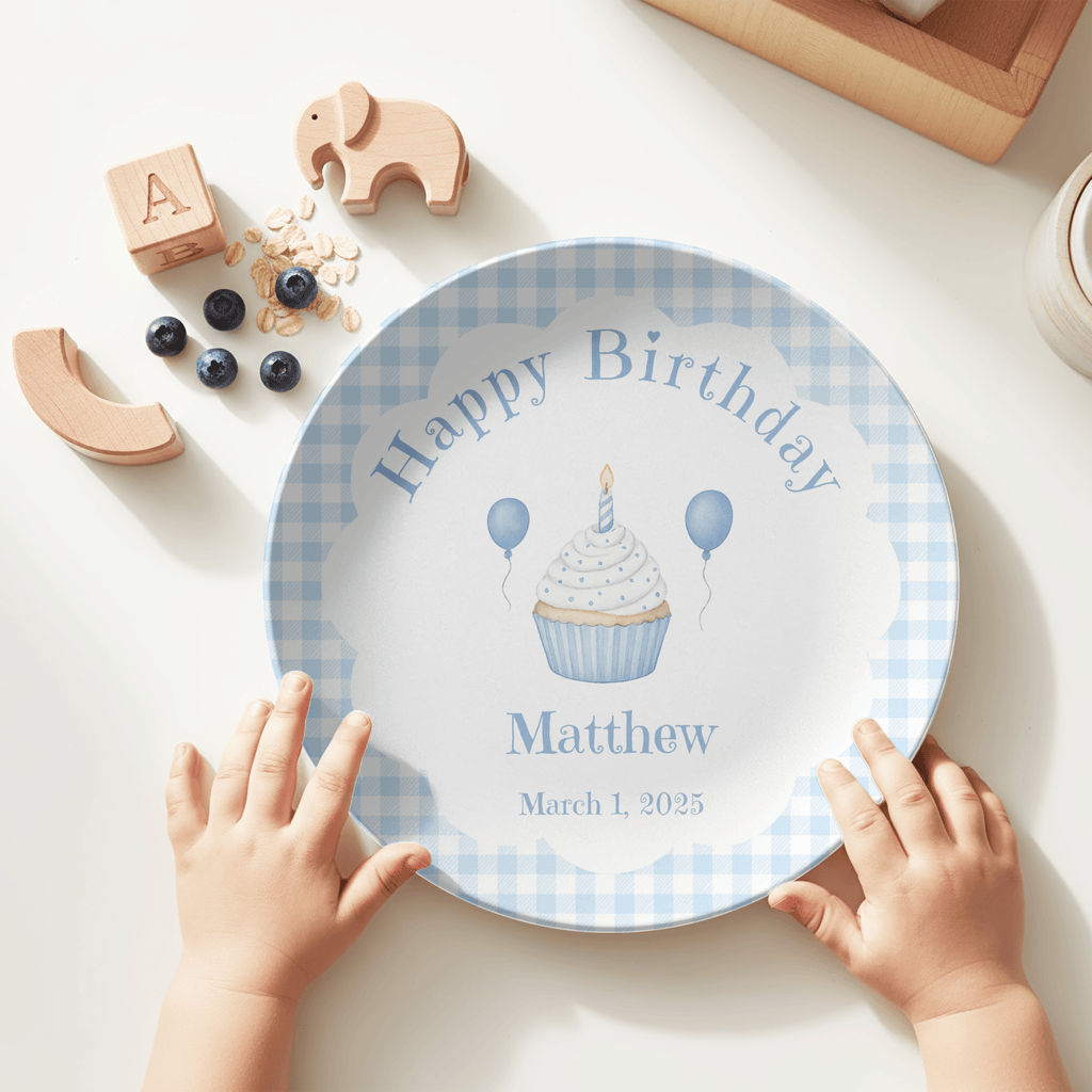 Blue Cupcake Birthday Plate by Lil Plate Shop