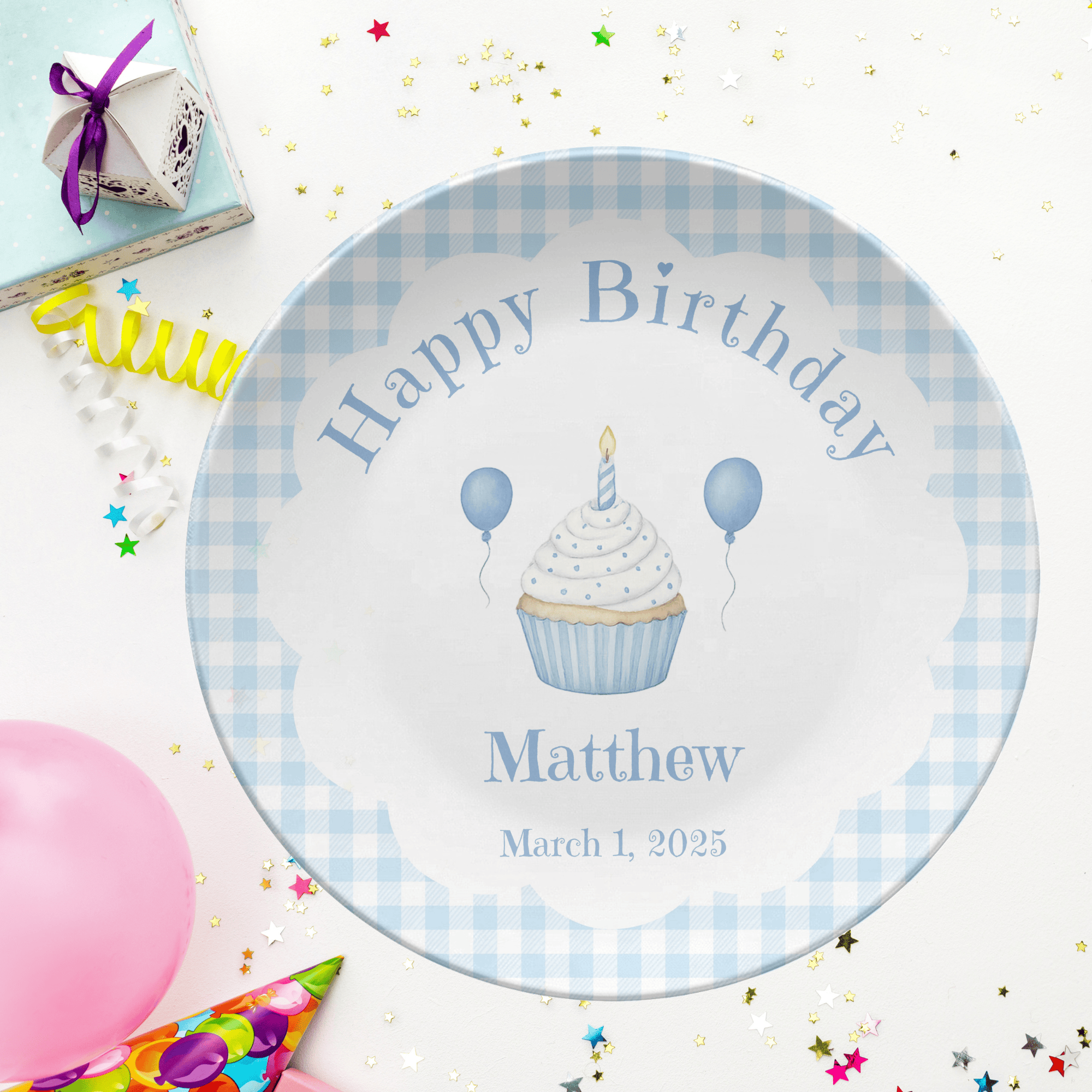 Blue Cupcake Birthday Plate by Lil Plate Shop