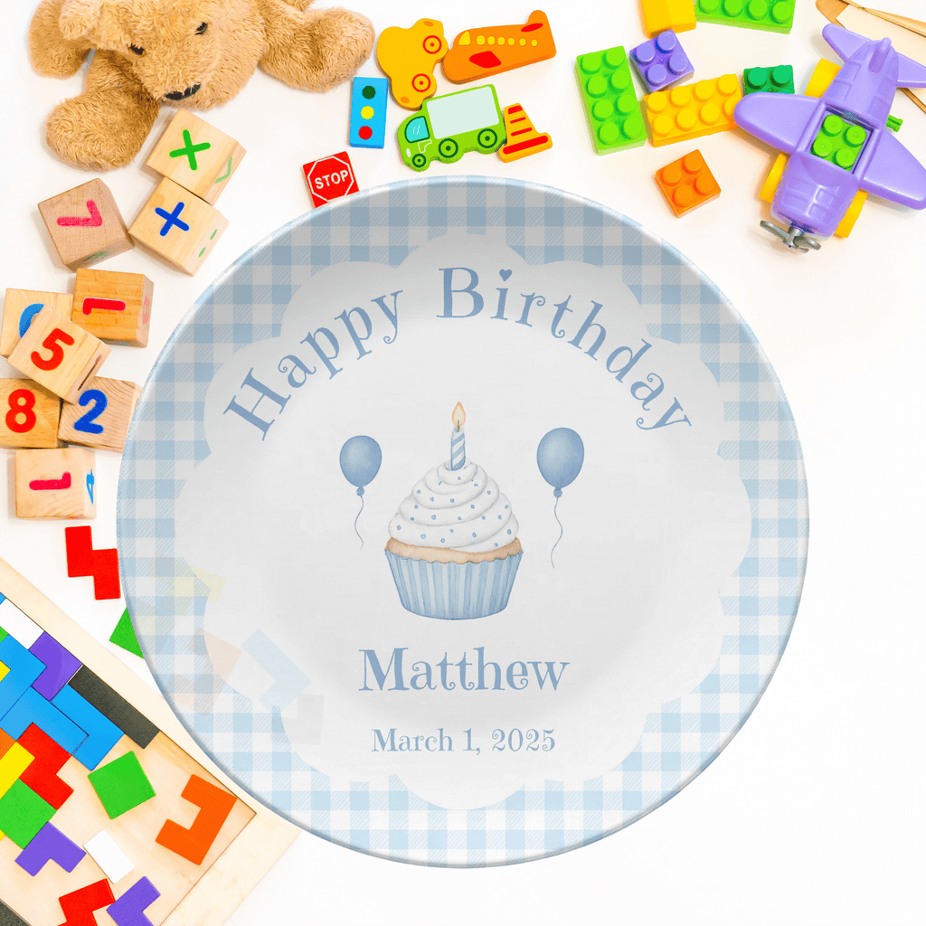 Blue Cupcake Birthday Plate by Lil Plate Shop
