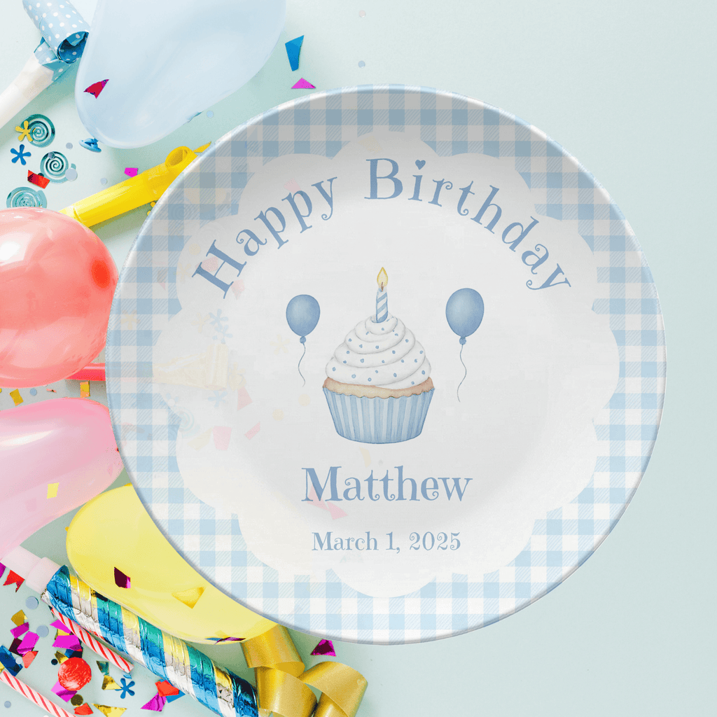 Blue Cupcake Birthday Plate by Lil Plate Shop