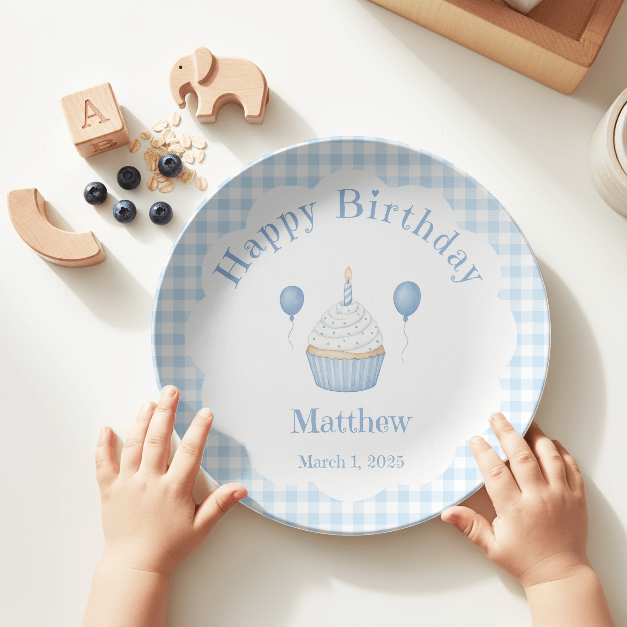 Blue Cupcake Birthday Plate by Lil Plate Shop