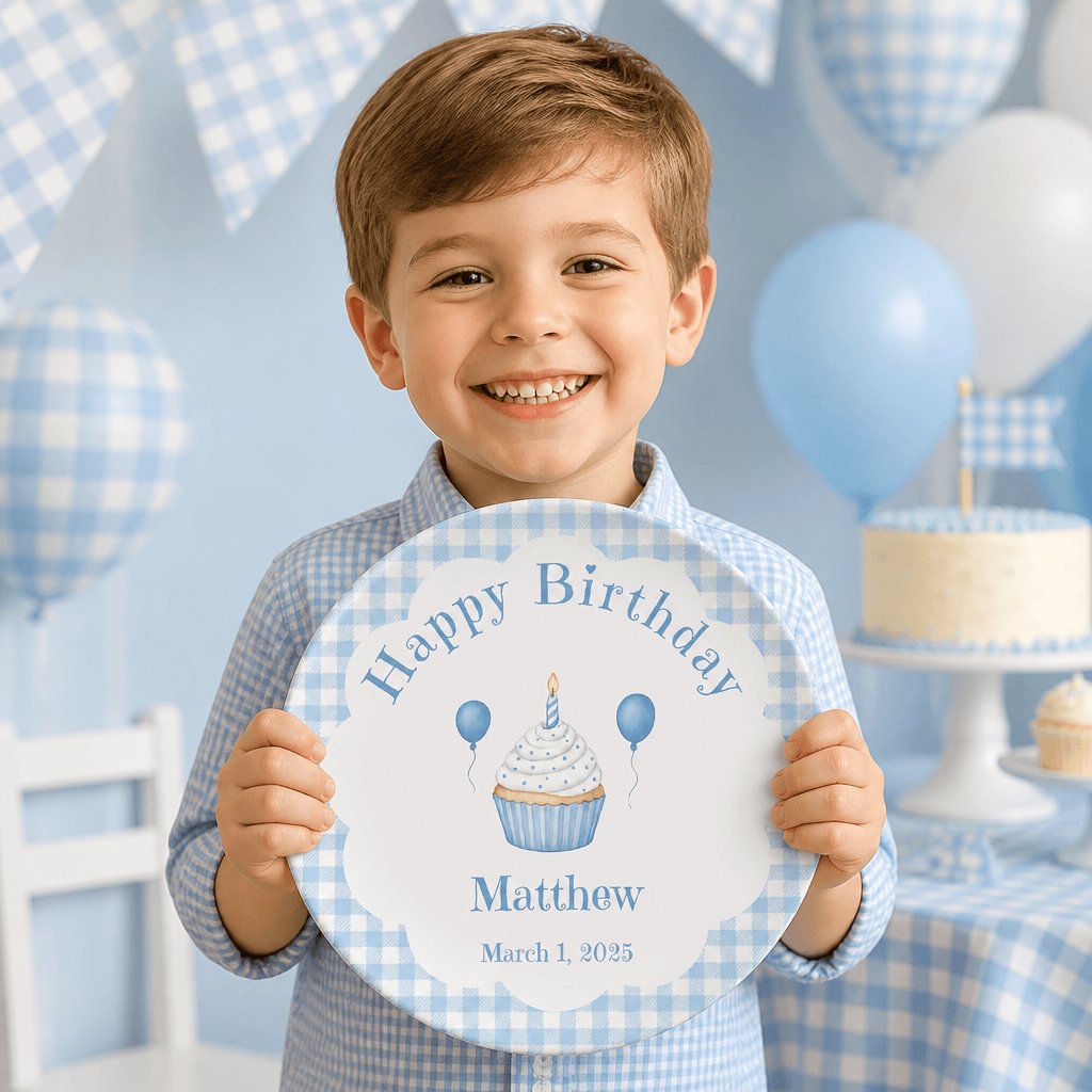 Blue Cupcake Birthday Plate by Lil Plate Shop