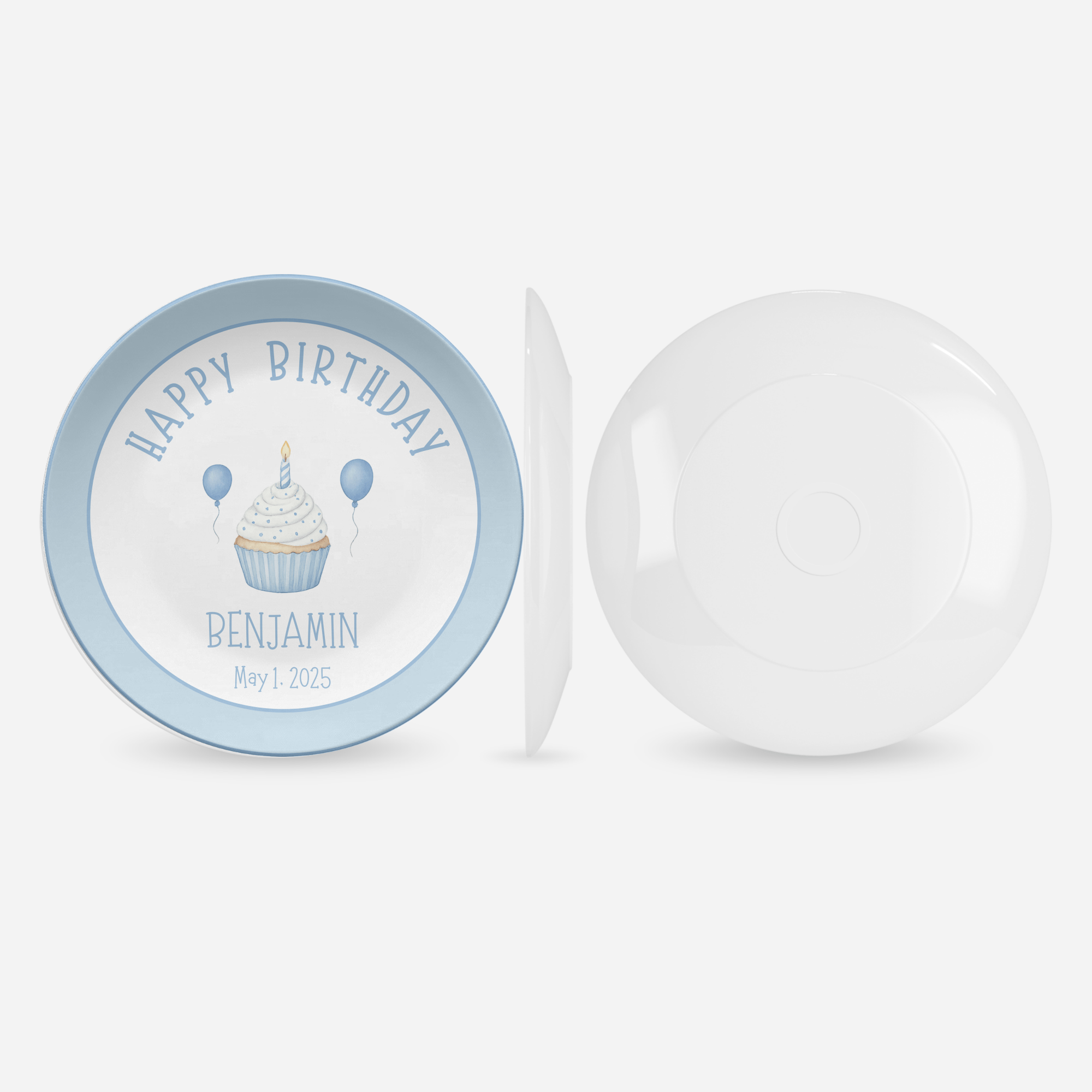 Blue Cupcake Border Plate by Lil Plate Shop