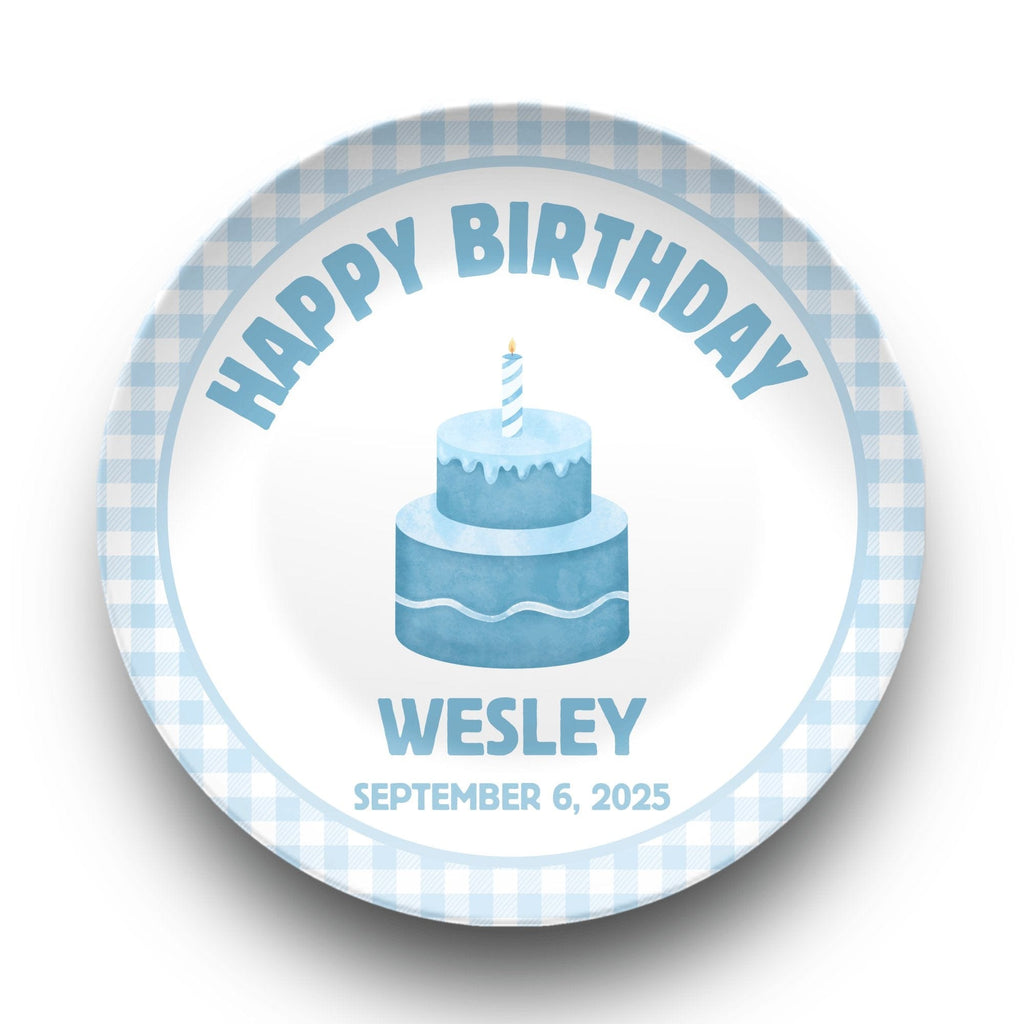 Blue Gingham Birthday Plate by Lil Plate Shop