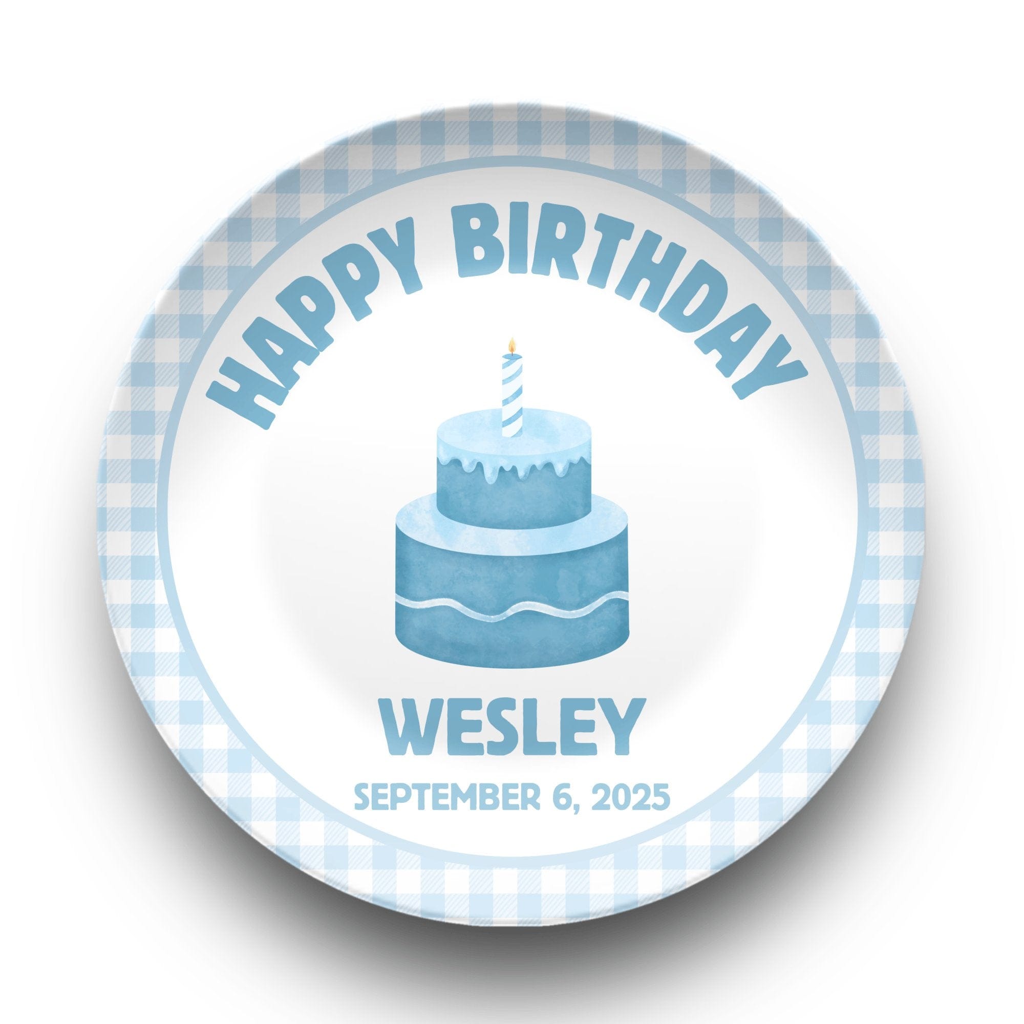 Blue Gingham Birthday Plate by Lil Plate Shop