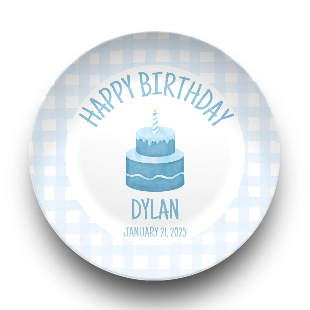 Blue Gingham First Birthday Plate by Lil Plate Shop