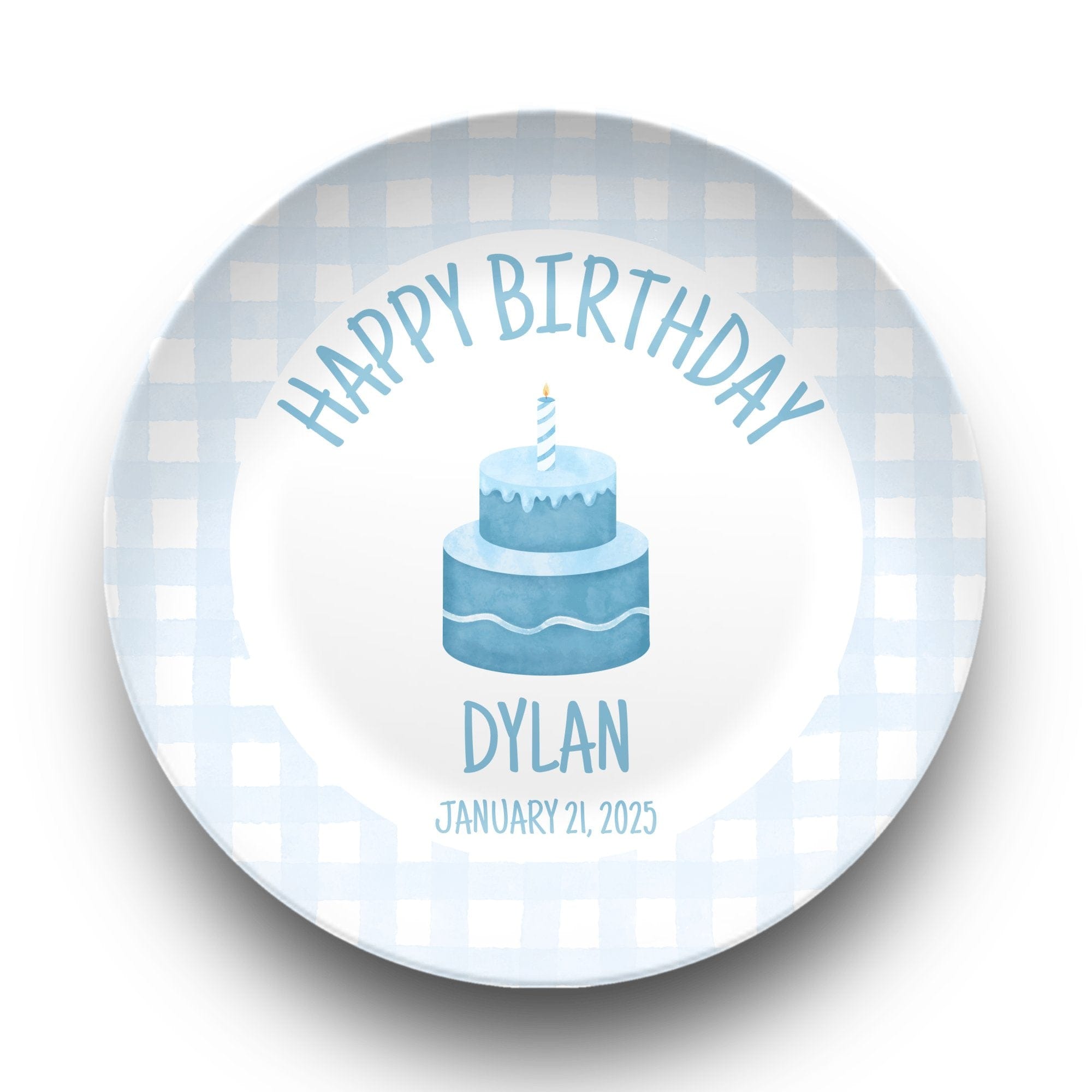 Blue Gingham First Birthday Plate by Lil Plate Shop