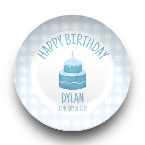 Blue Gingham First Birthday Plate by Lil Plate Shop