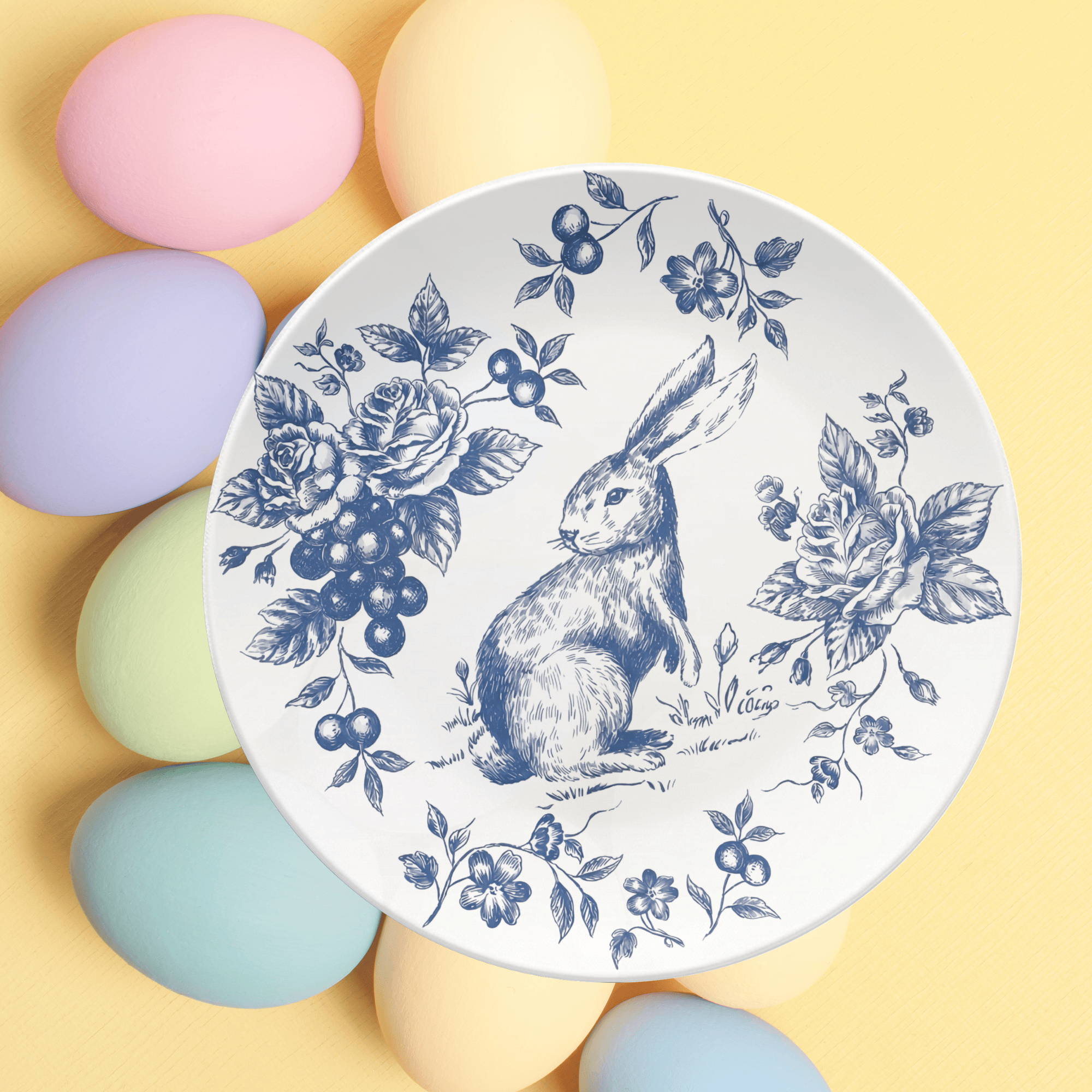 Blue Toile Easter Plate by Lil Plate Shop