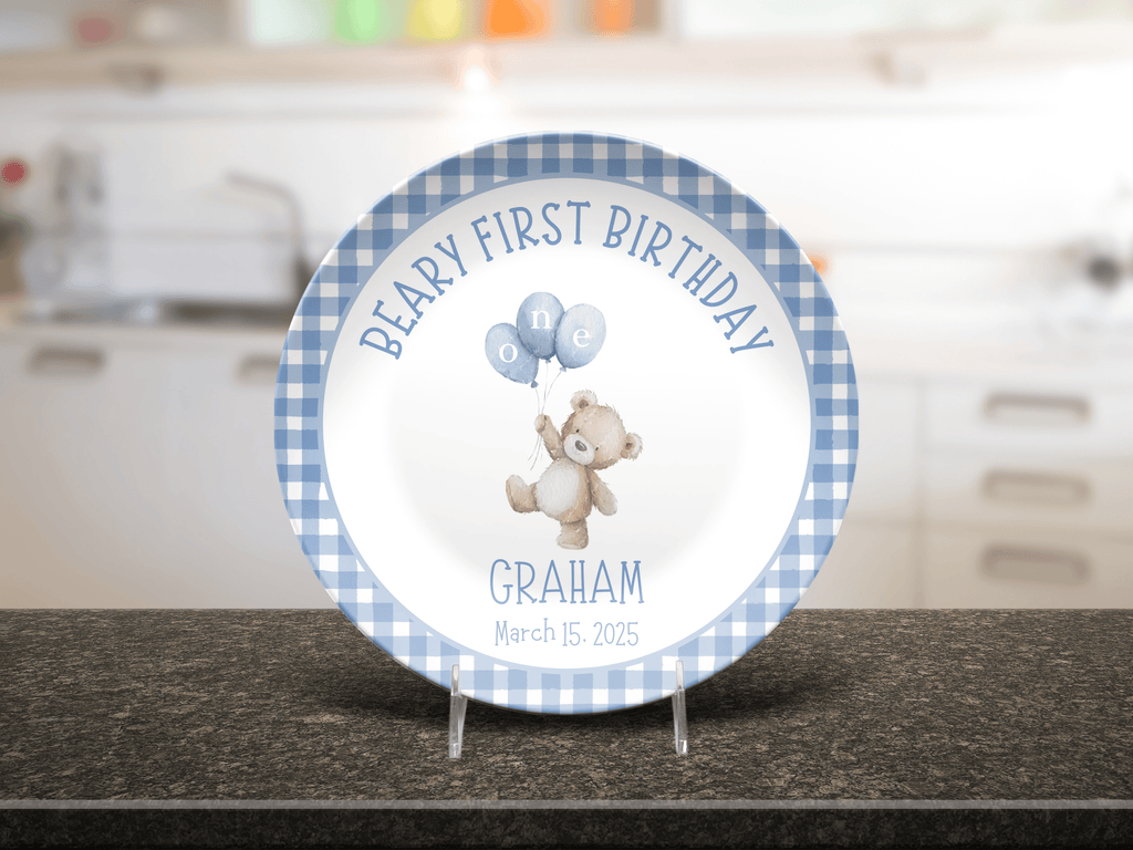 Boy Beary First Birthday Plate by Lil Plate Shop