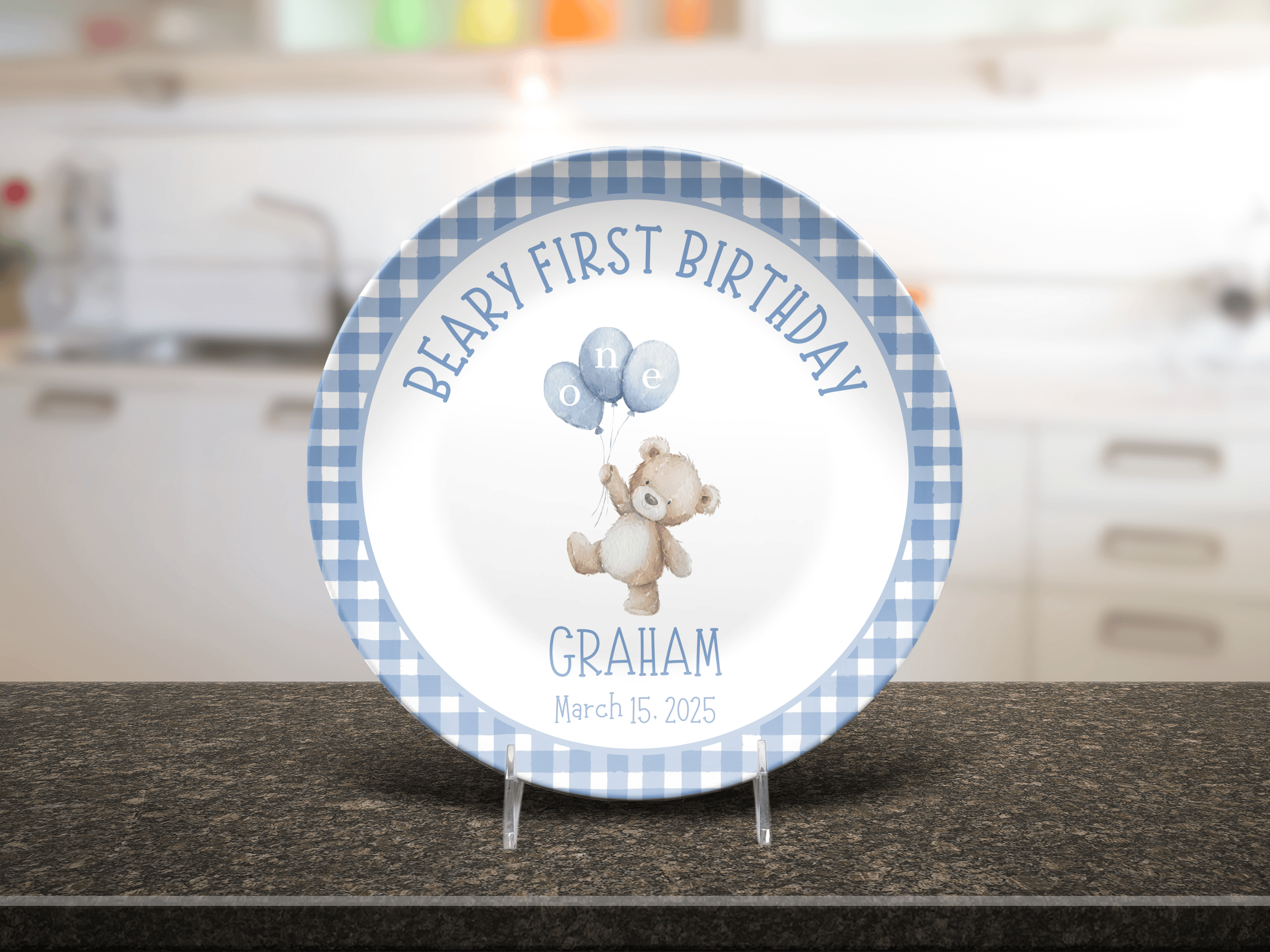 Boy Beary First Birthday Plate by Lil Plate Shop