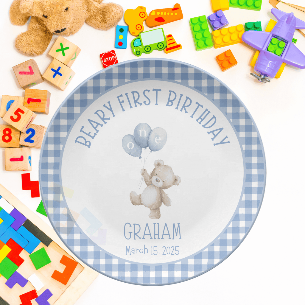 Boy Beary First Birthday Plate by Lil Plate Shop