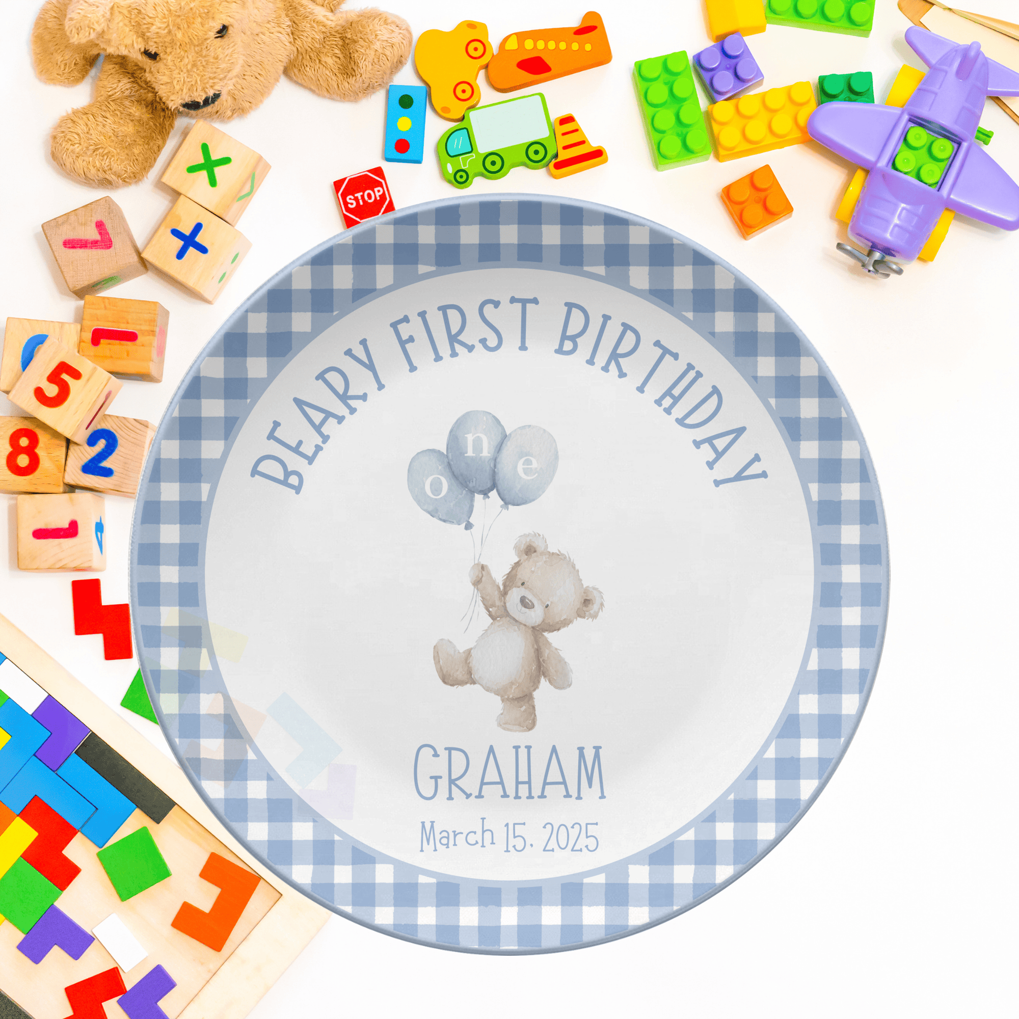 Boy Beary First Birthday Plate by Lil Plate Shop