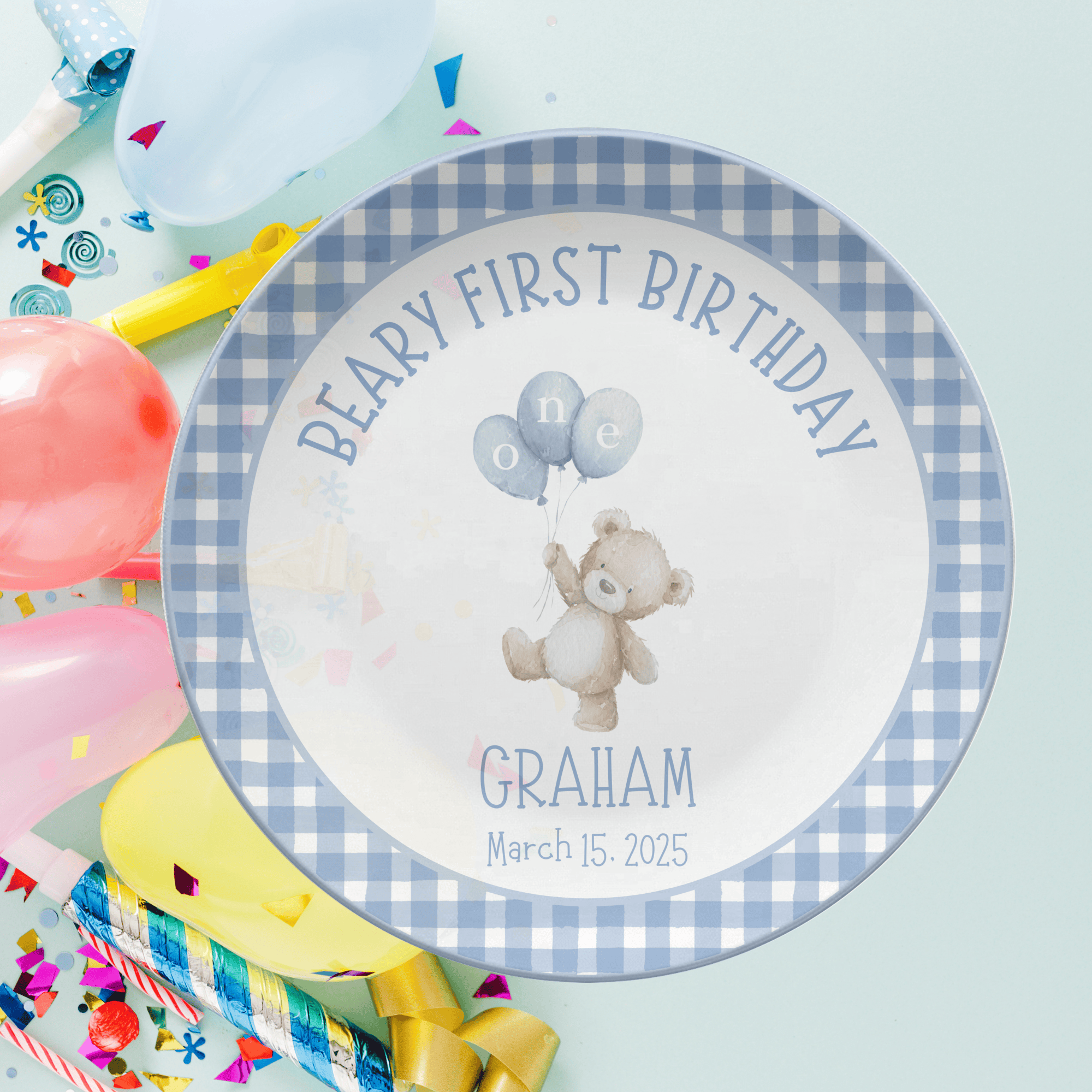 Boy Beary First Birthday Plate by Lil Plate Shop