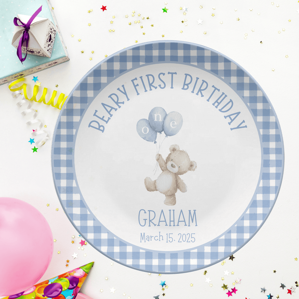 Boy Beary First Birthday Plate by Lil Plate Shop