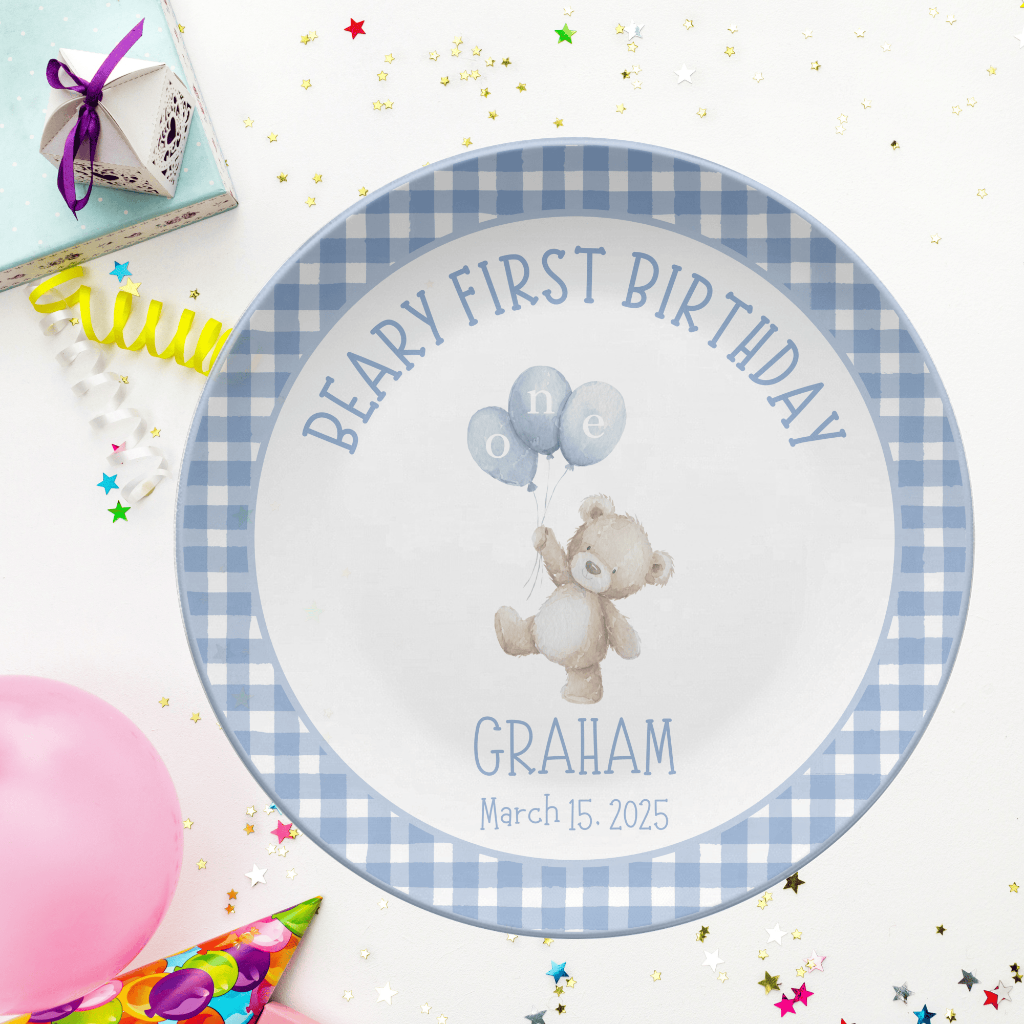 Boy Beary First Birthday Plate by Lil Plate Shop