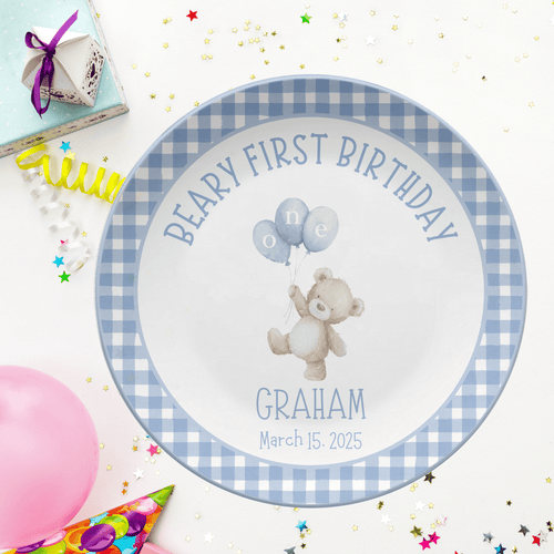 Boy Beary First Birthday Plate by Lil Plate Shop