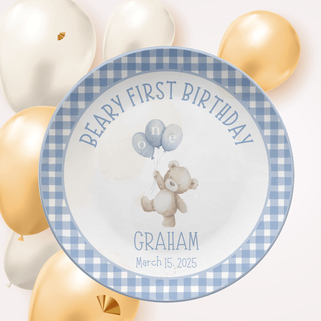 Boy Beary First Birthday Plate by Lil Plate Shop