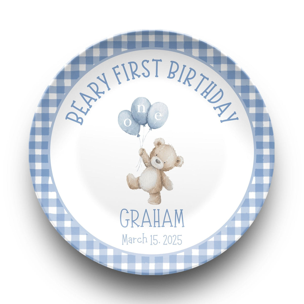 Boy Beary First Birthday Plate by Lil Plate Shop