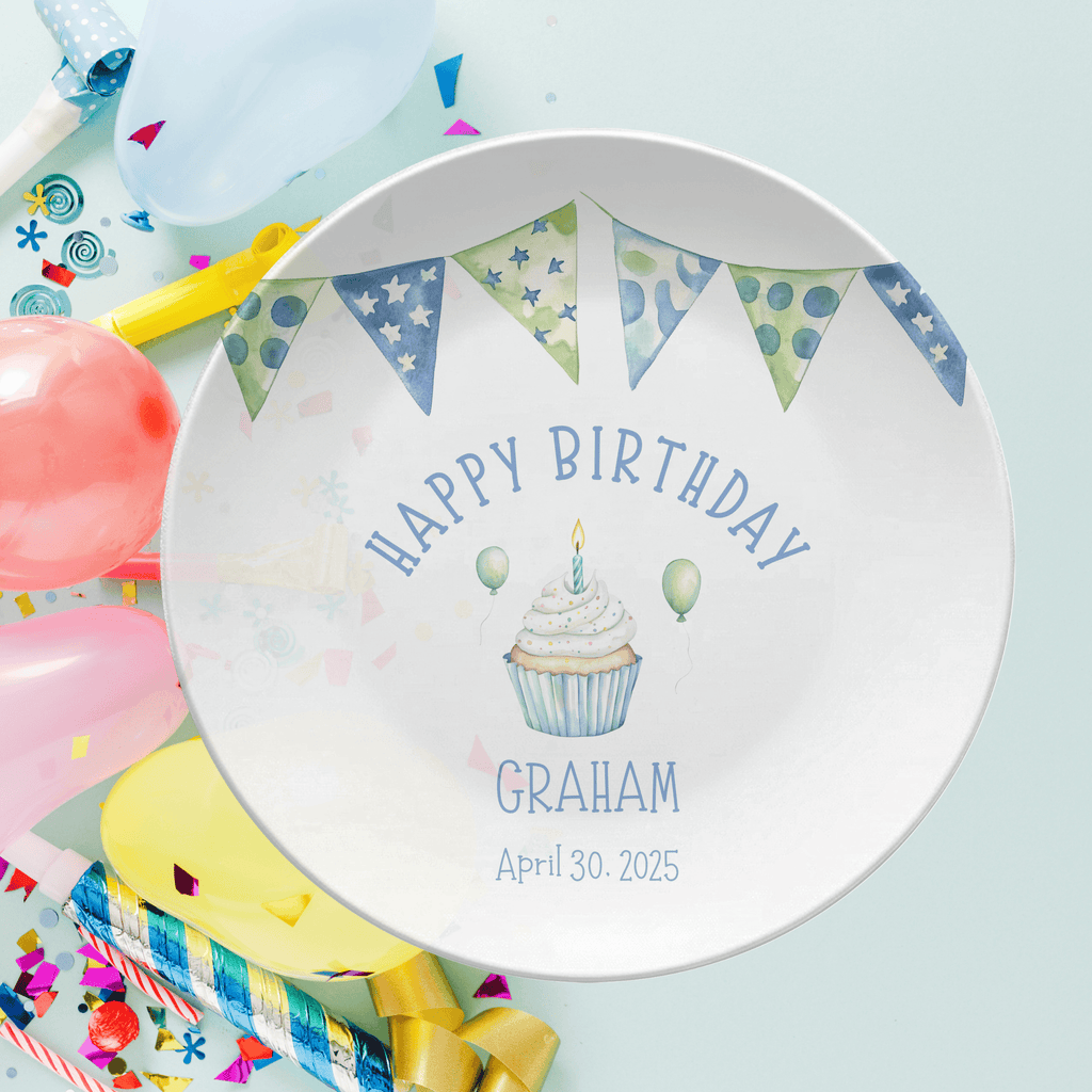 Boy Birthday Banner Plate by Lil Plate Shop