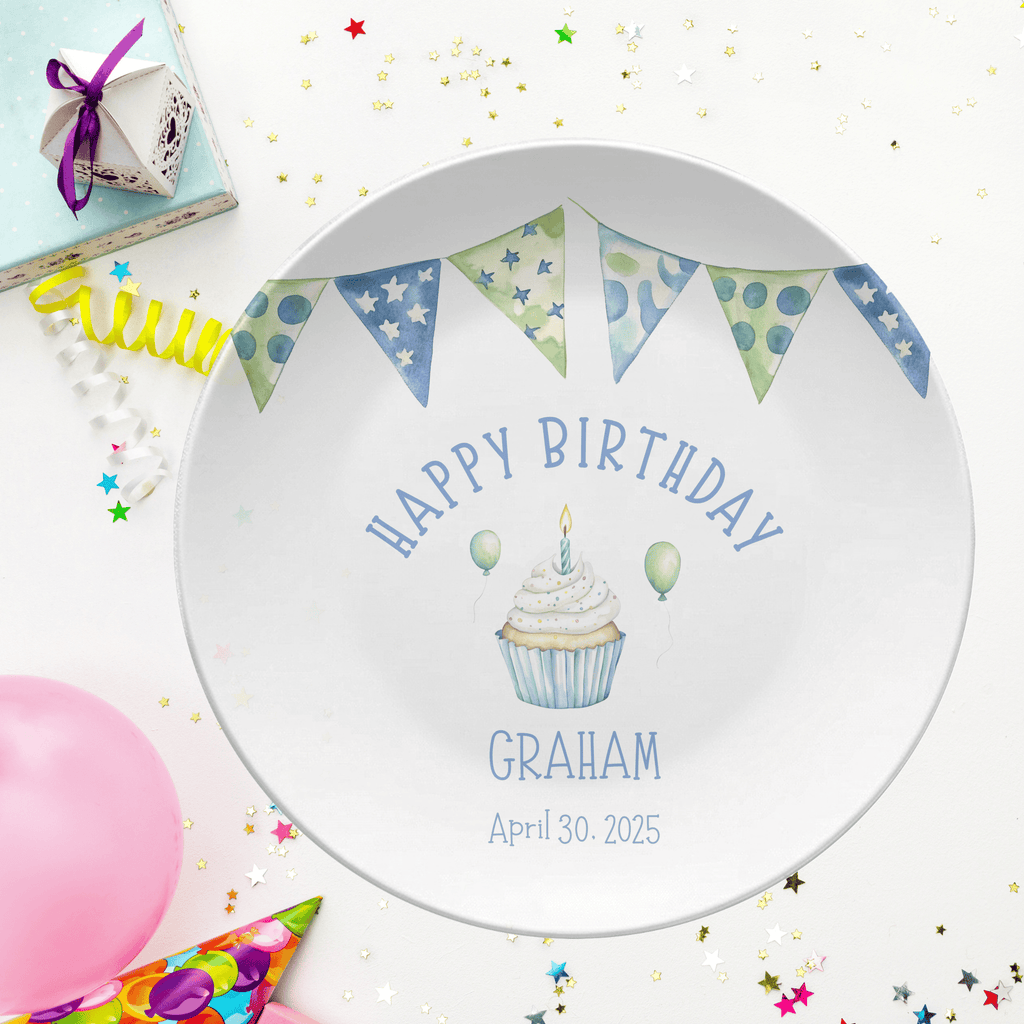 Boy Birthday Banner Plate by Lil Plate Shop