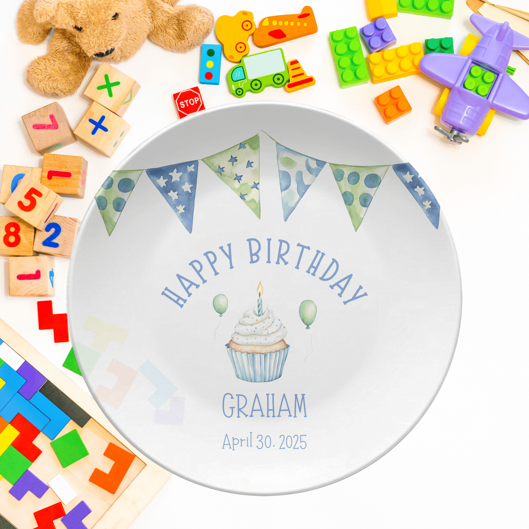 Boy Birthday Banner Plate by Lil Plate Shop