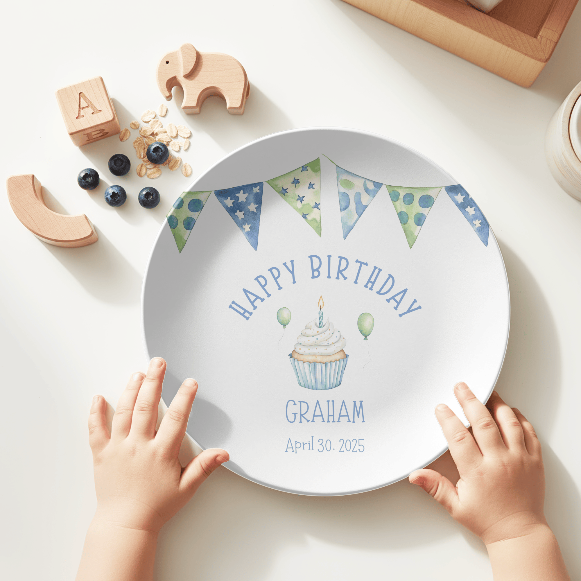 Boy Birthday Banner Plate by Lil Plate Shop