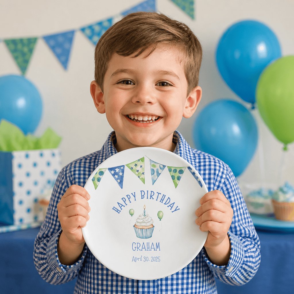 Boy Birthday Banner Plate by Lil Plate Shop