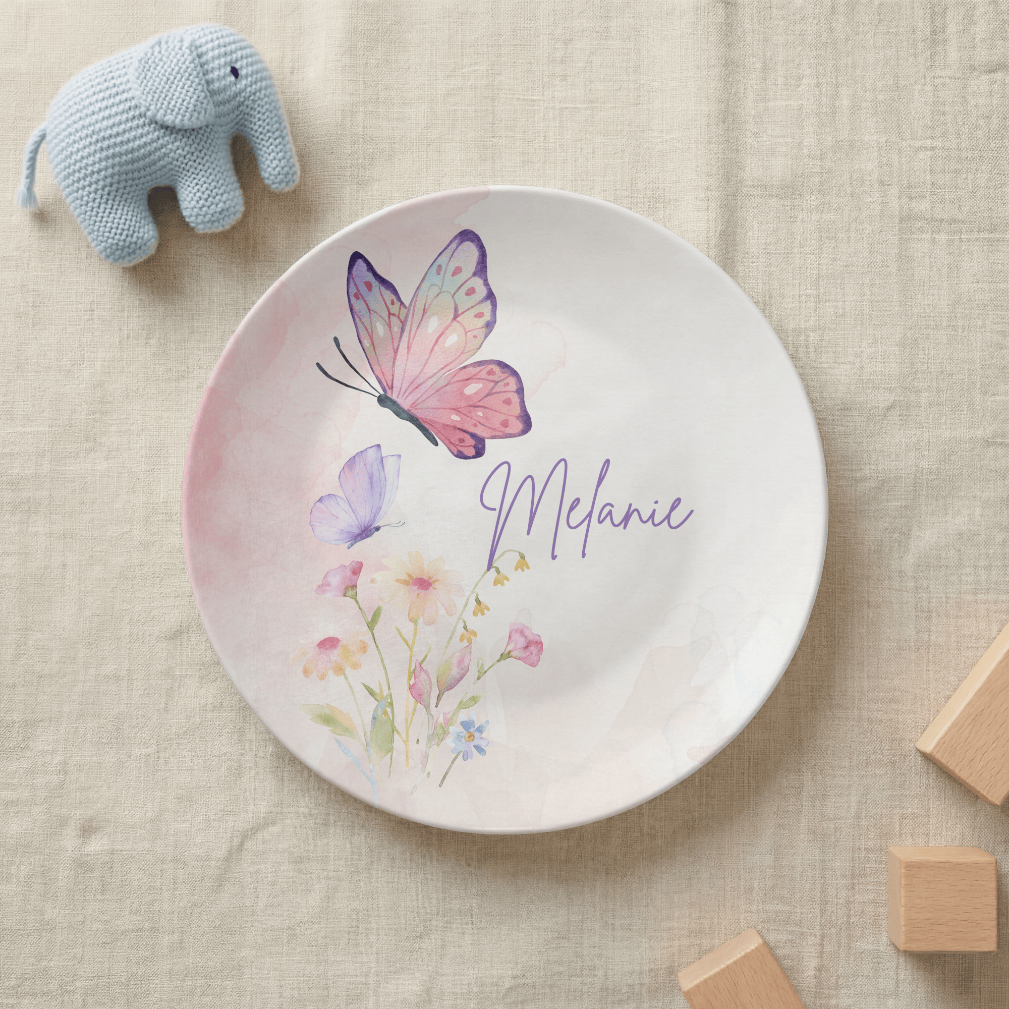 Butterfly Floral Plate by Lil Plate Shop