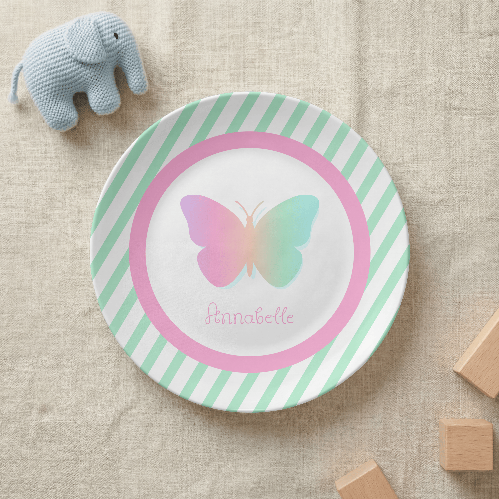 Butterfly Striped Plate by Lil Plate Shop