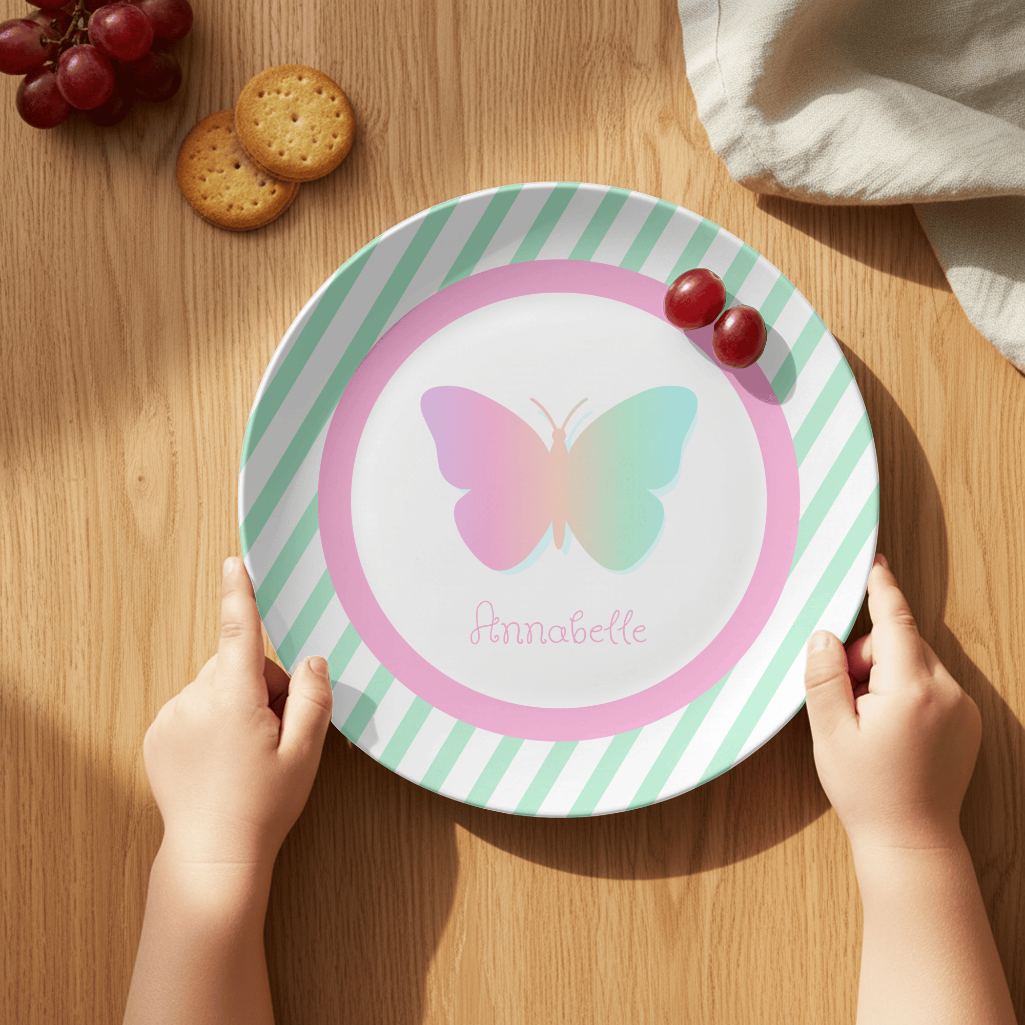 Butterfly Striped Plate by Lil Plate Shop