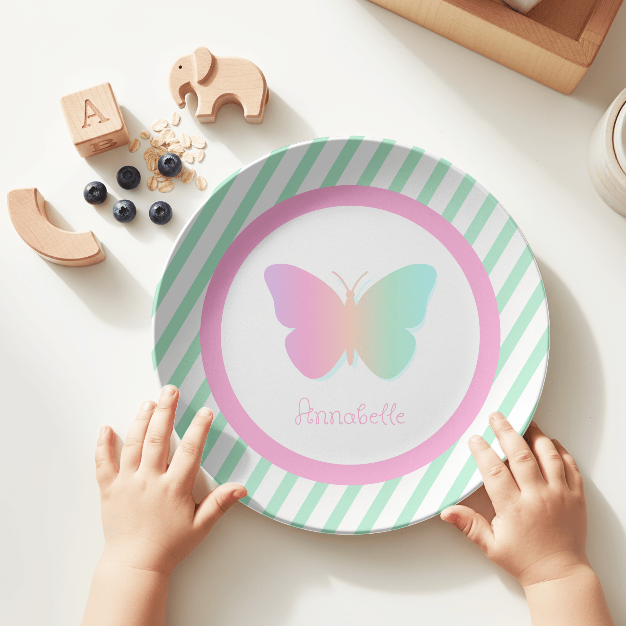 Butterfly Striped Plate by Lil Plate Shop