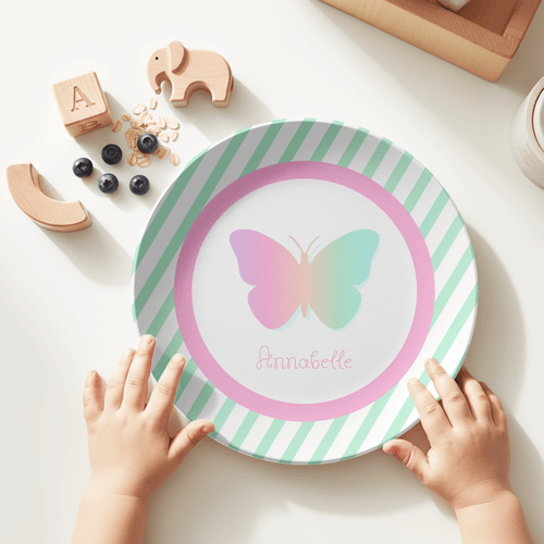 Butterfly Striped Plate by Lil Plate Shop