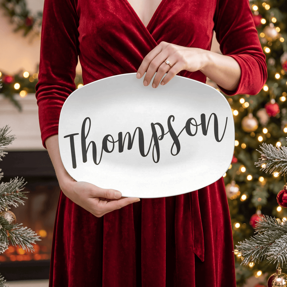 Personalized Large Script Name Platter by Lil Plate Shop