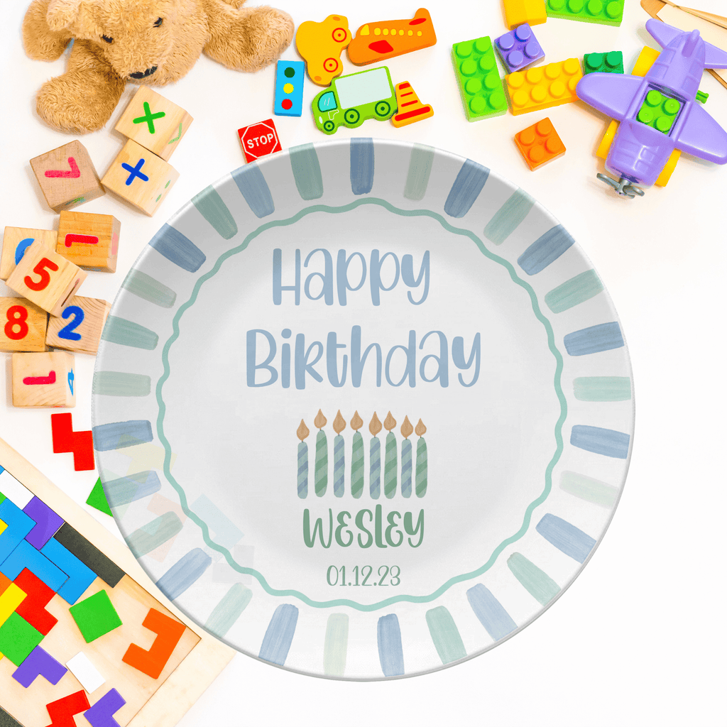Candle Striped Birthday Plate by Lil Plate Shop