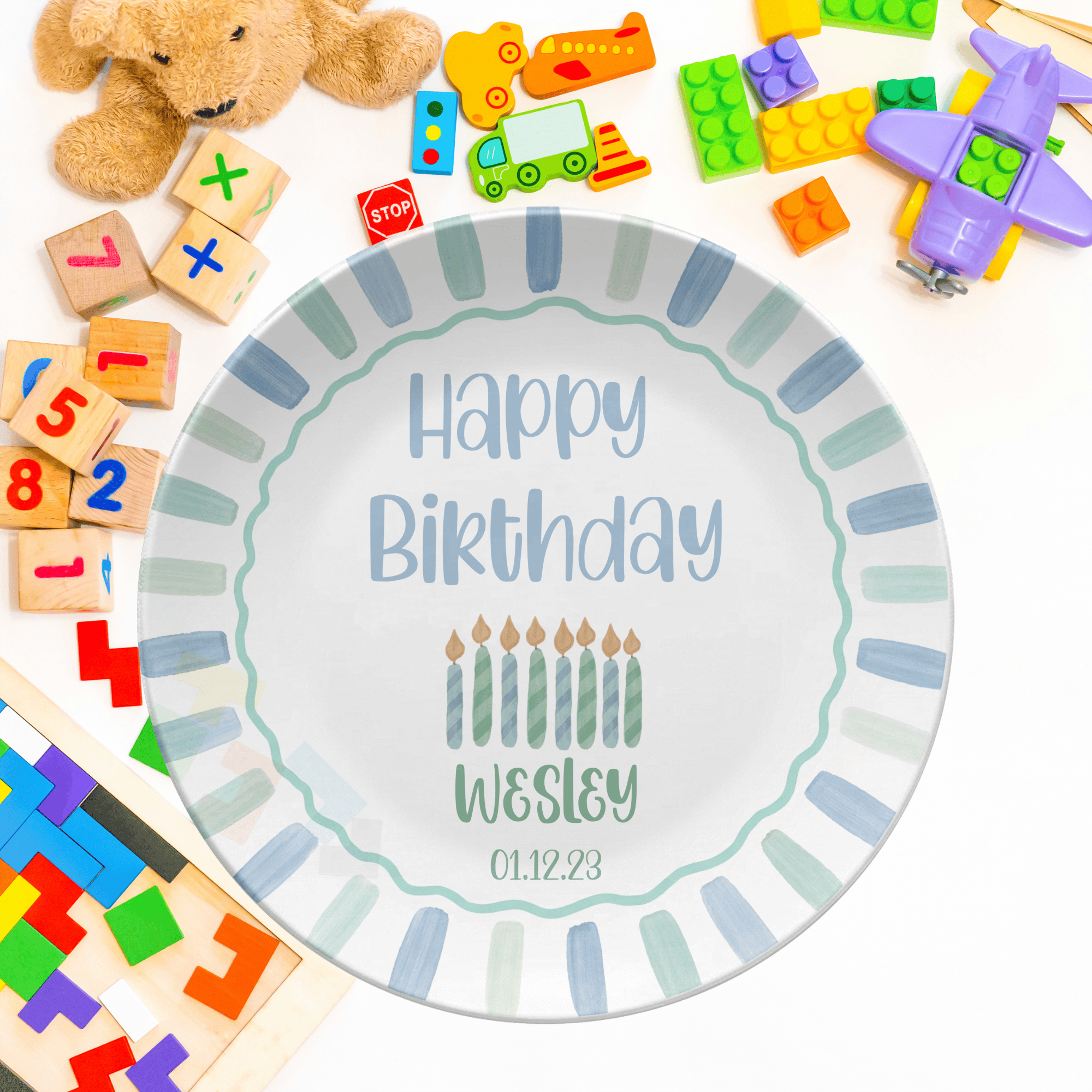 Candle Striped Birthday Plate by Lil Plate Shop