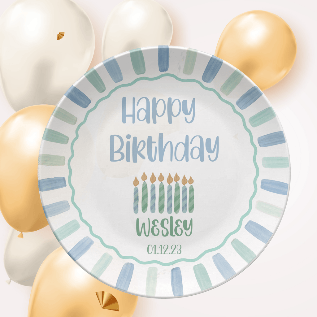 Candle Striped Birthday Plate by Lil Plate Shop
