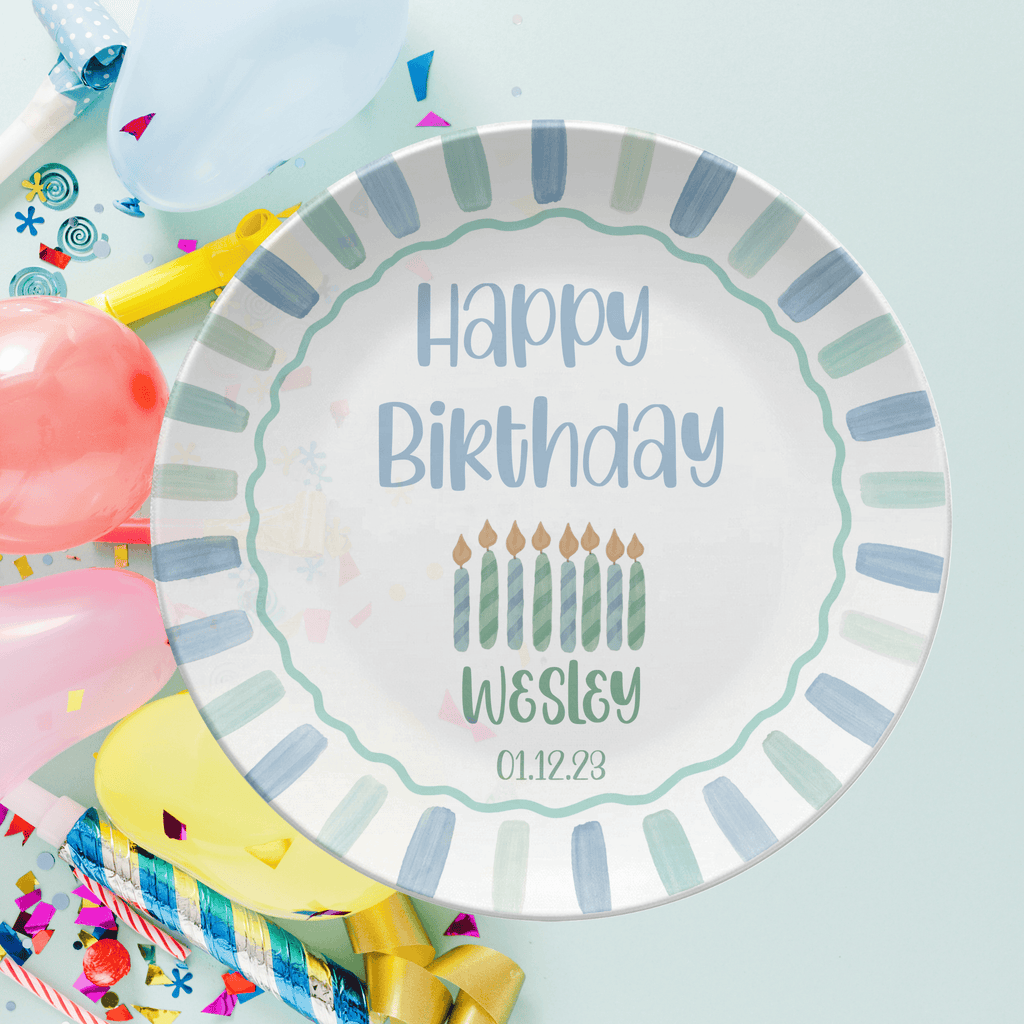 Candle Striped Birthday Plate by Lil Plate Shop
