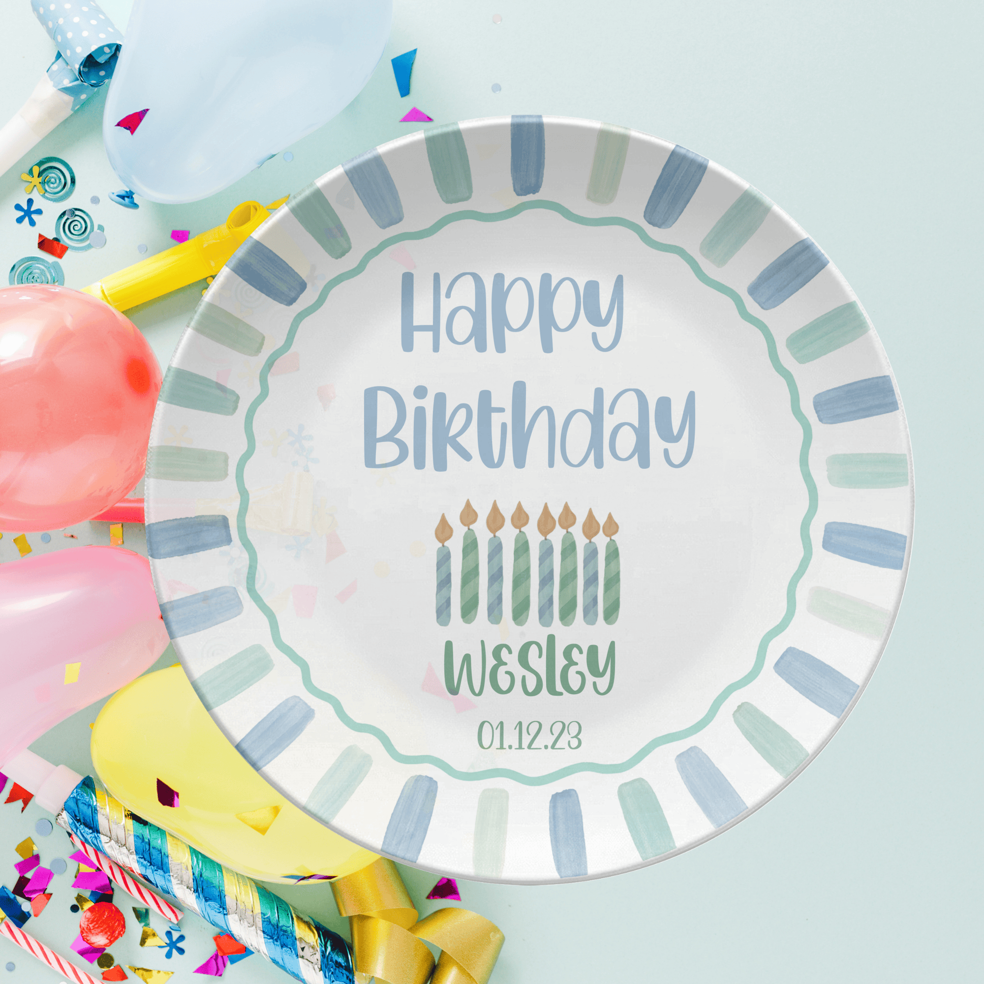 Candle Striped Birthday Plate by Lil Plate Shop