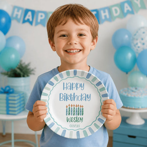 Candle Striped Birthday Plate by Lil Plate Shop