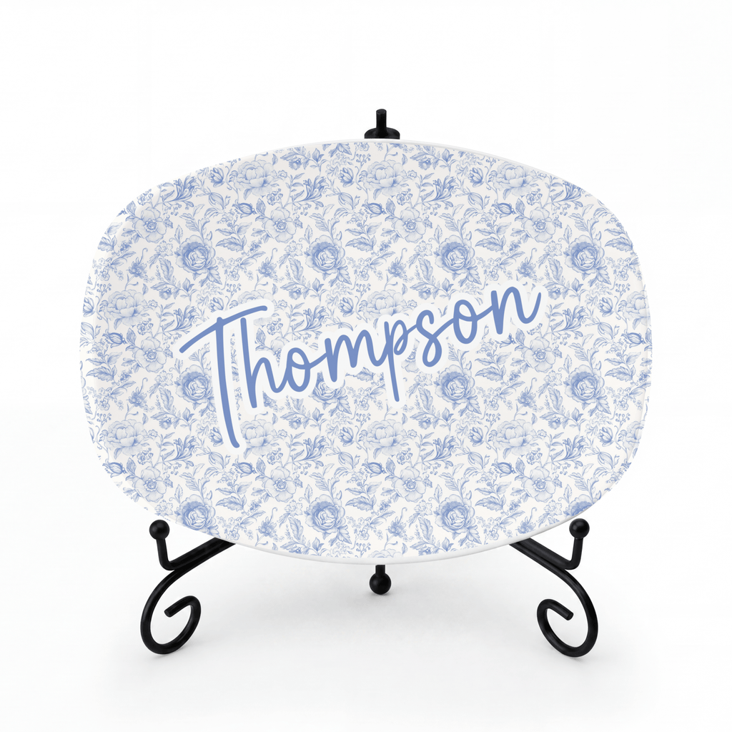 Chinoiserie Name Platter Platter + Stand + Gift Box by Lil Plate Shop