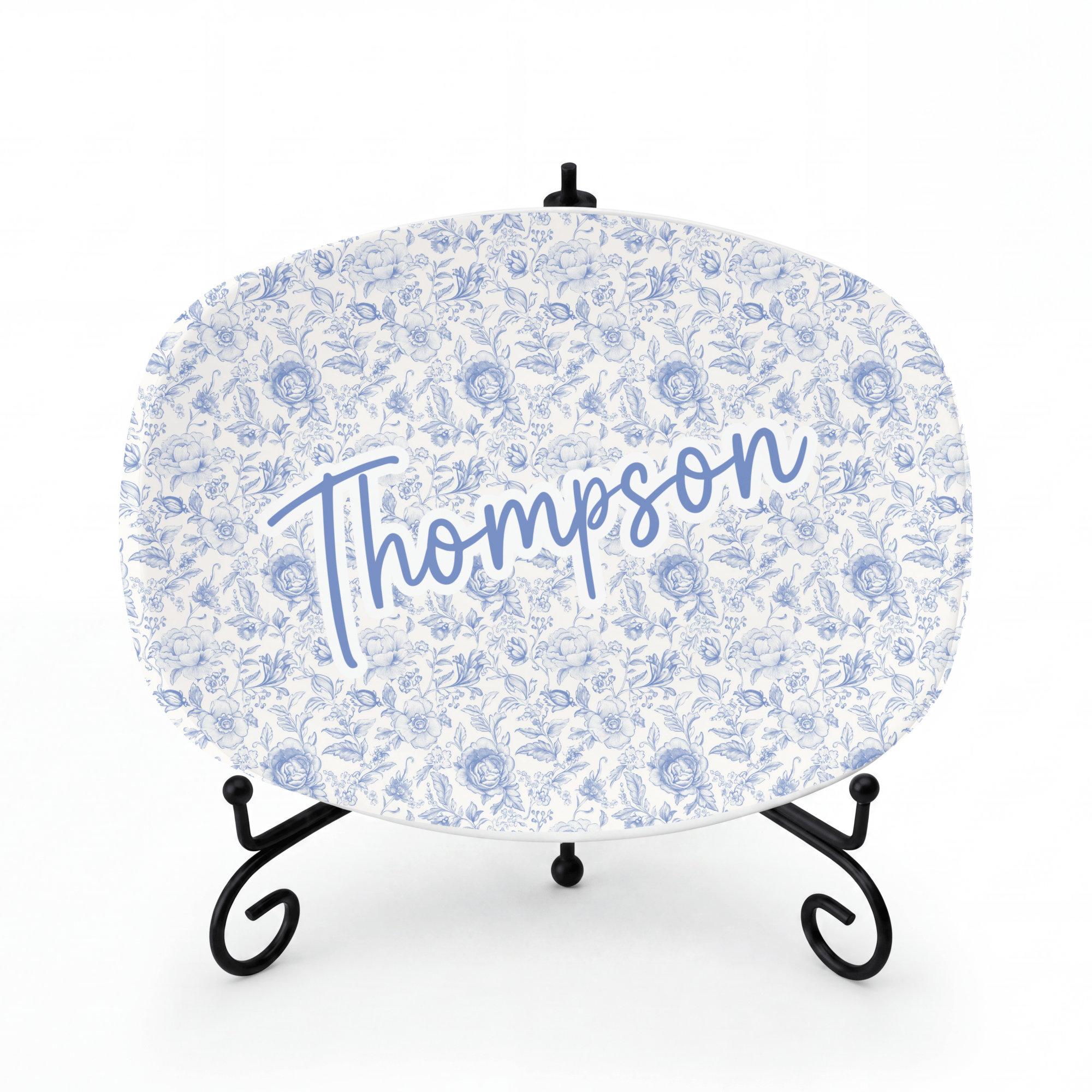 Chinoiserie Name Platter Platter + Stand + Gift Box by Lil Plate Shop