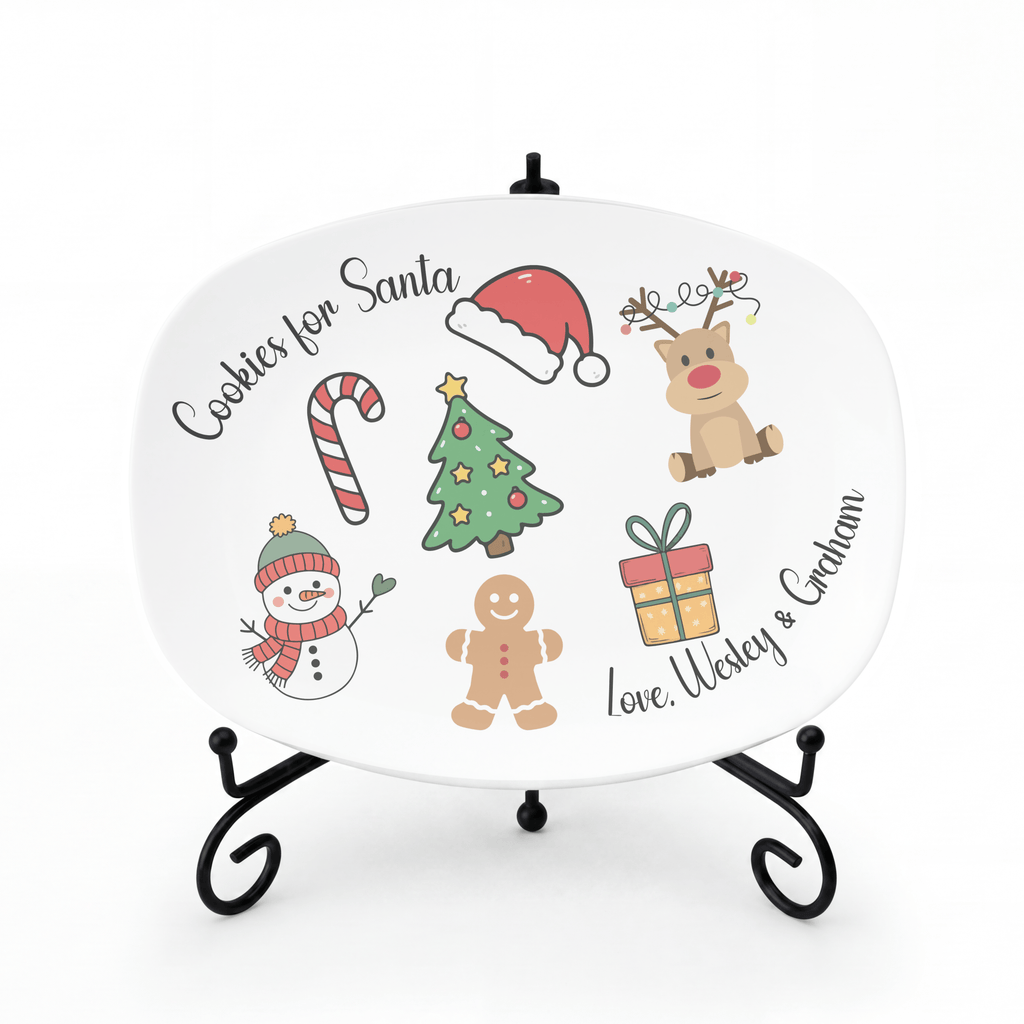 Christmas Santa Cookies Platter Platter + Stand + Gift Box by Lil Plate Shop