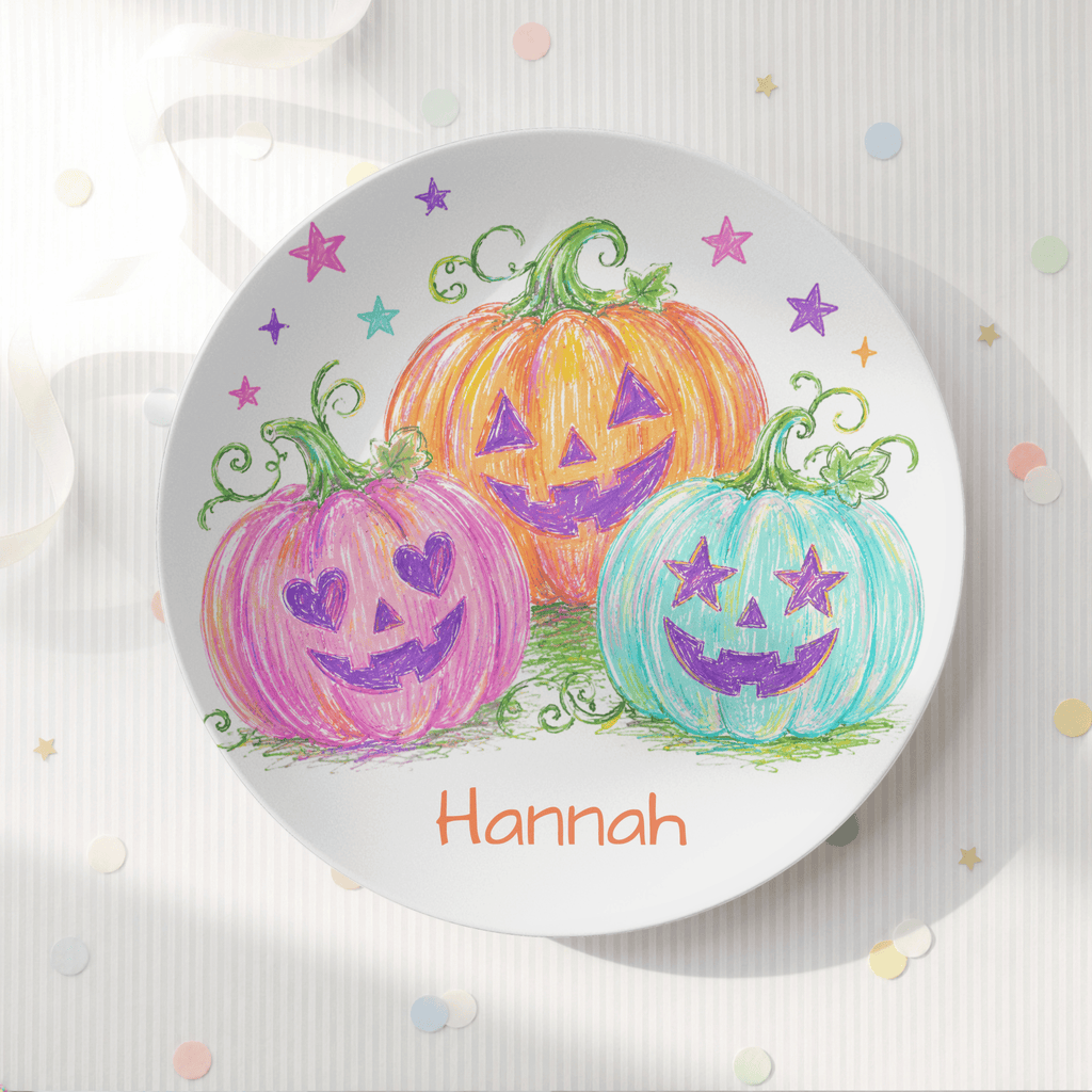 Colorful Pumpkin Halloween Plate by Lil Plate Shop