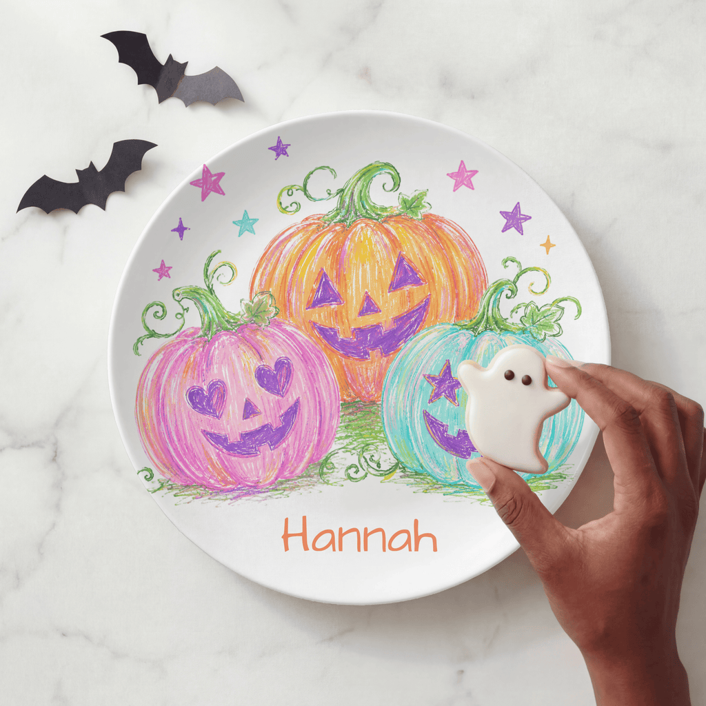 Colorful Pumpkin Halloween Plate by Lil Plate Shop