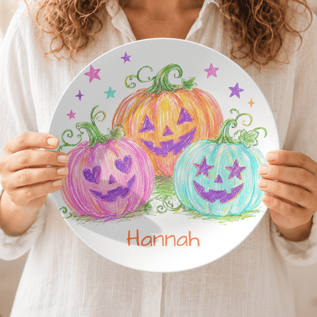 Colorful Pumpkin Halloween Plate by Lil Plate Shop