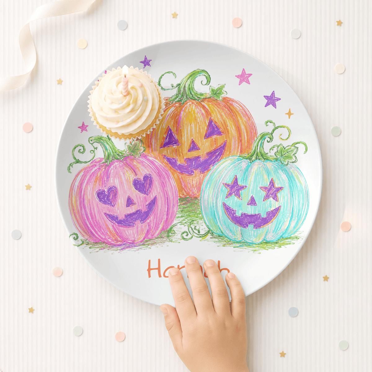 Colorful Pumpkin Halloween Plate by Lil Plate Shop