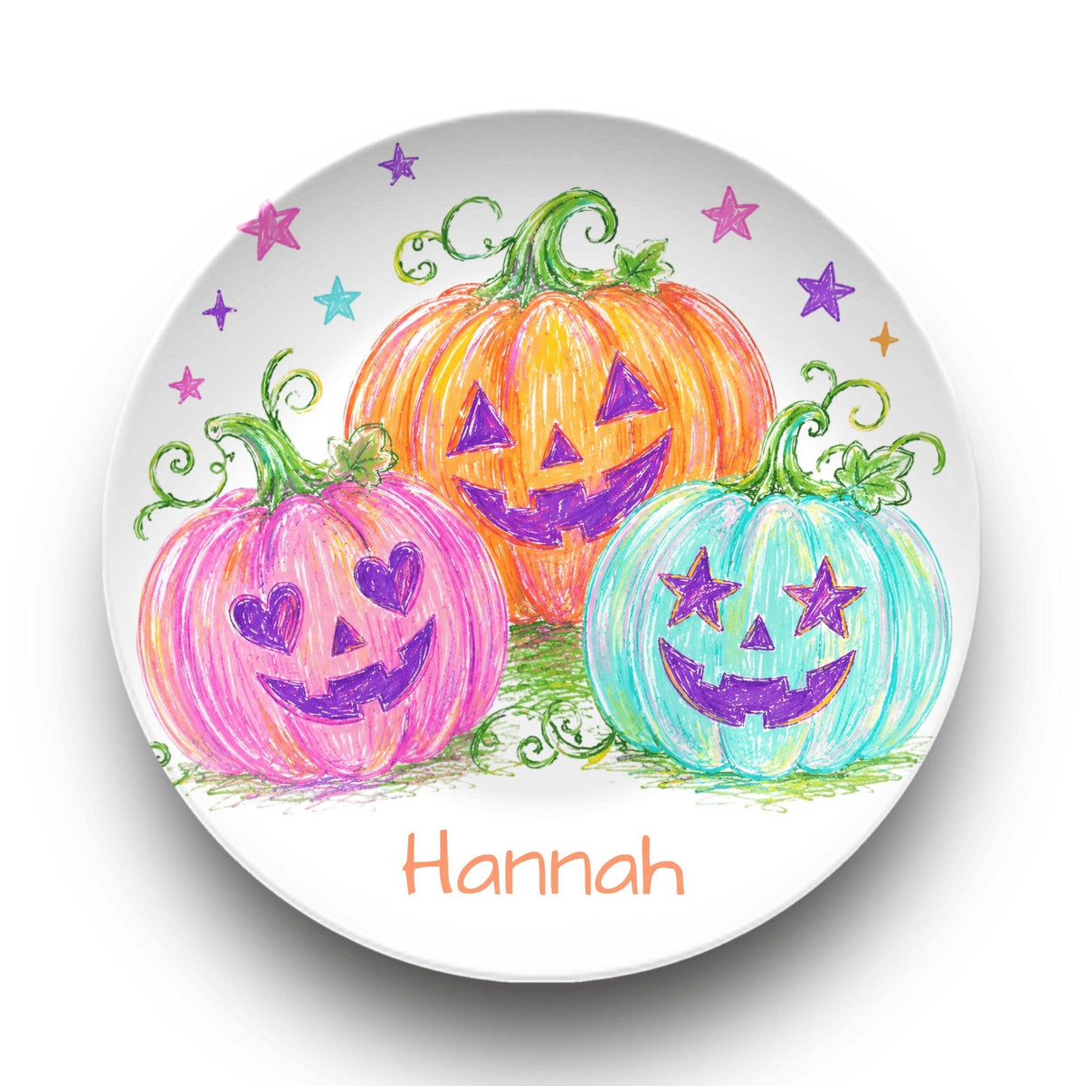 Colorful Pumpkin Halloween Plate by Lil Plate Shop