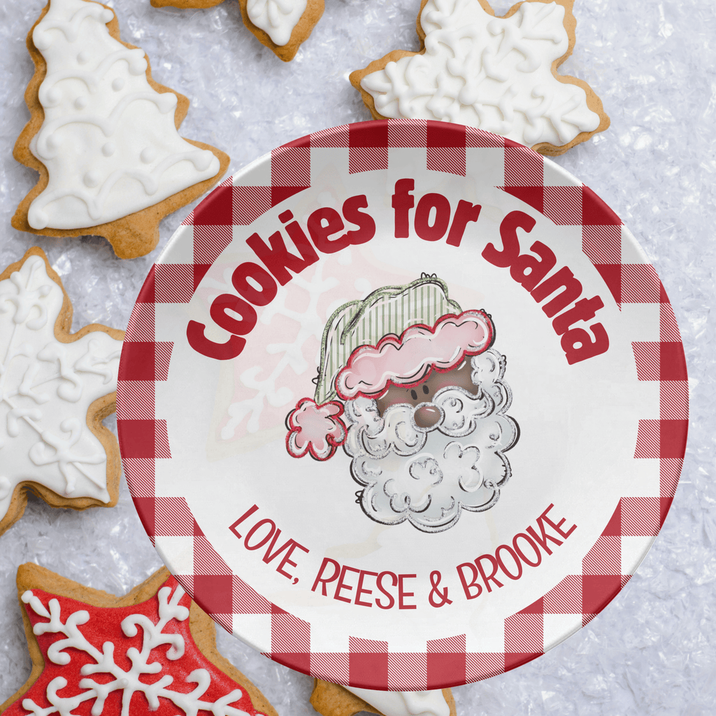 Cookies for Dark Santa Gingham Plate by Lil Plate Shop