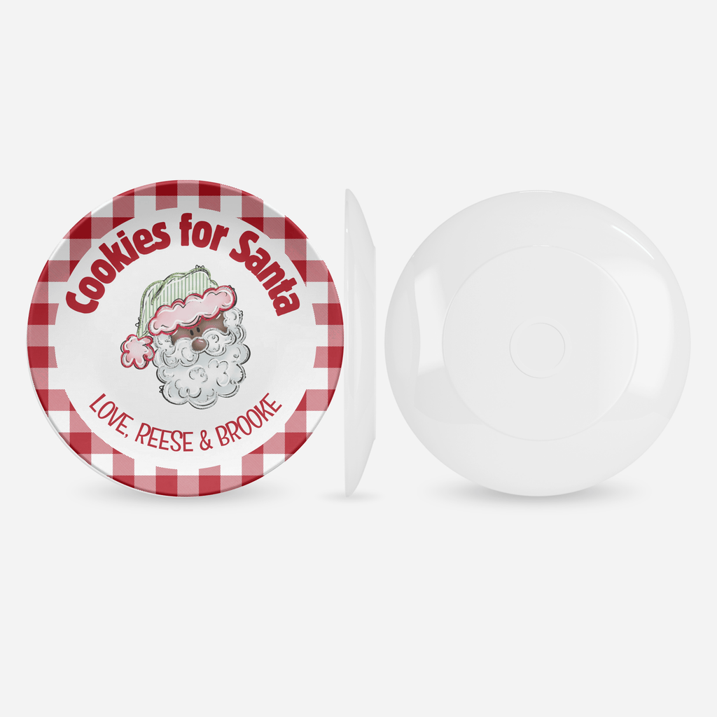 Cookies for Dark Santa Gingham Plate by Lil Plate Shop